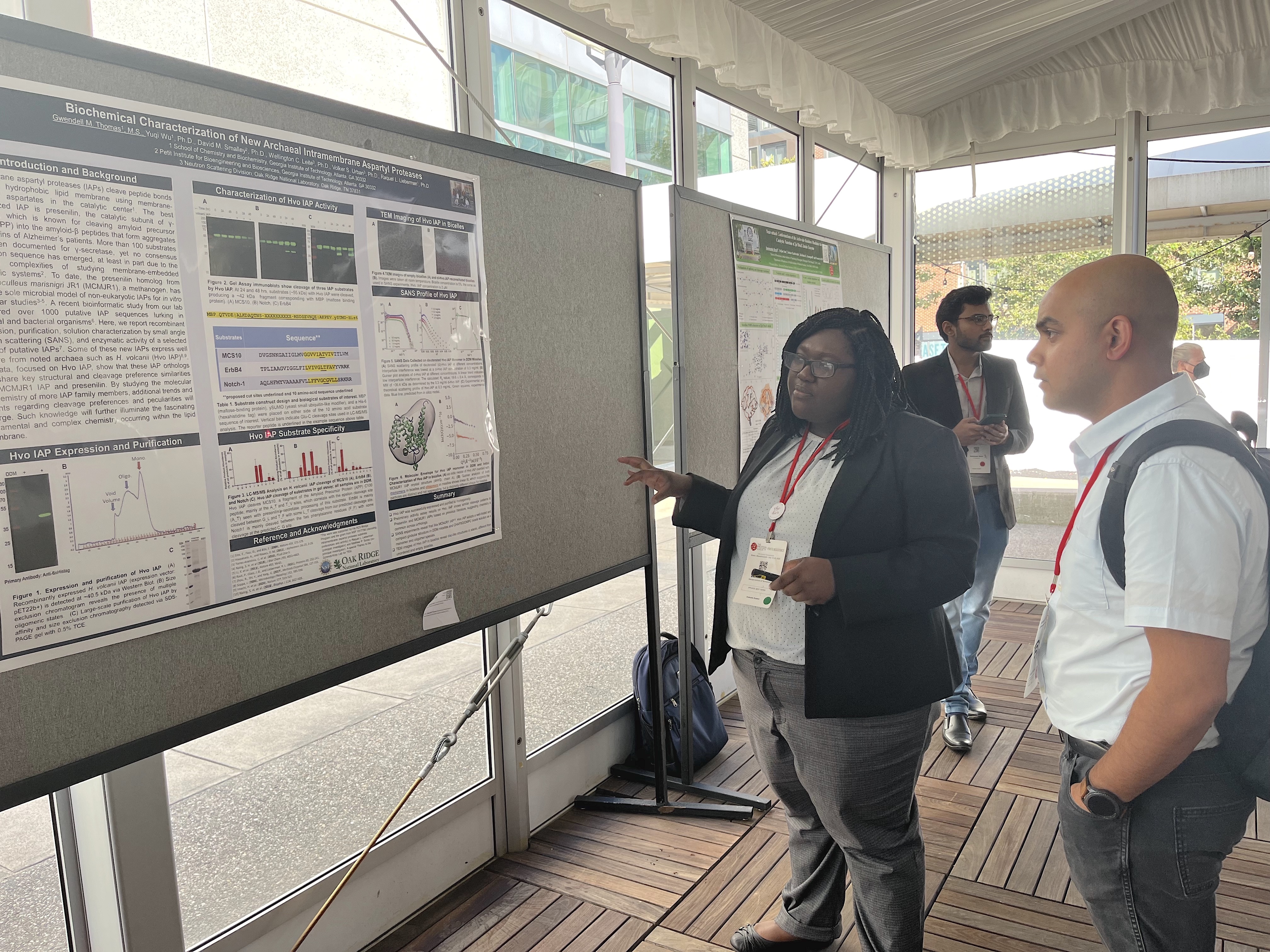 Gwen Thomas explains her research during a poster session at the Protein Society meeting in Boston in July. (Photo Raquel Lieberman).jpg
Gwen Thomas explains her research during a poster session at the Protein Society meeting in Boston in July. (Photo Raquel Lieberman).jpg